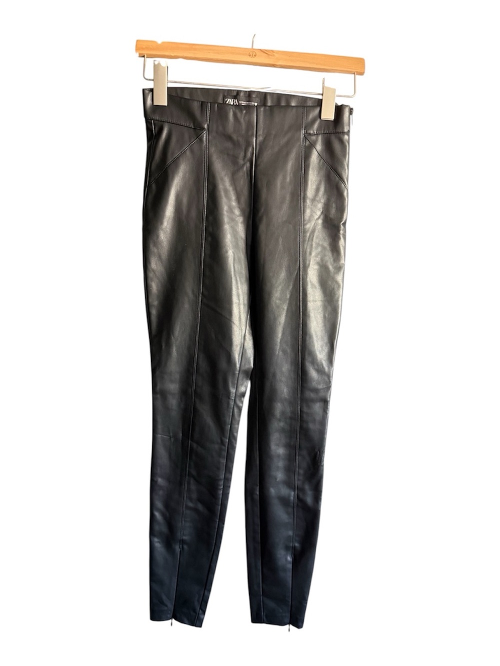 Zara Black Faux Leather Skinny Pants